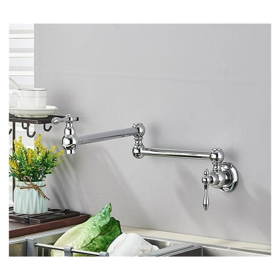 Brass Kitchen Faucet Brushed Gold Sing Cold Kitchen Sink Water Tap Single Handle Mixer Tap 360 Rotation Wall Mounted ,Easy to Use