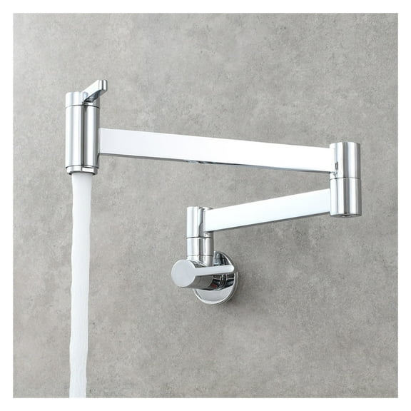 Brass Kitchen Faucet Wall Mount Pot Filler Faucet 360 Rotatable Folding Lengthened With Double Joint Swing Arms Cold Water Tap
