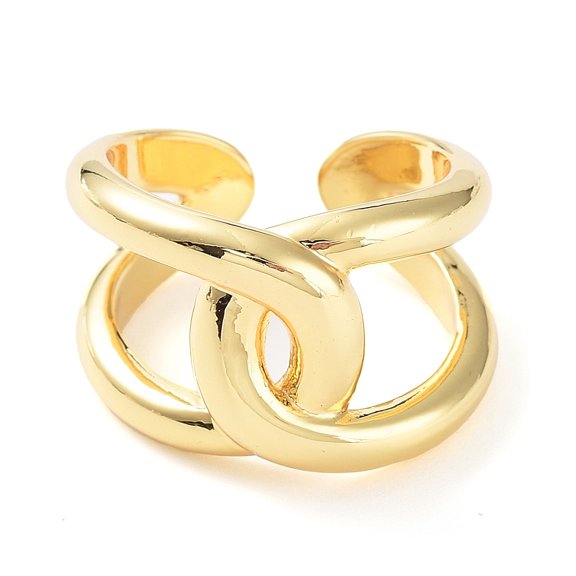 Brass Knot Open Cuff Rings for Women Real 18K golden Plated Inner Diameter: 18mm