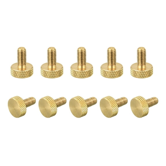 Brass Knurled Thumb Screws, M5x10mm Flat Grip Bolt Knobs Fasteners for Electronic, Mechanical 10Pack