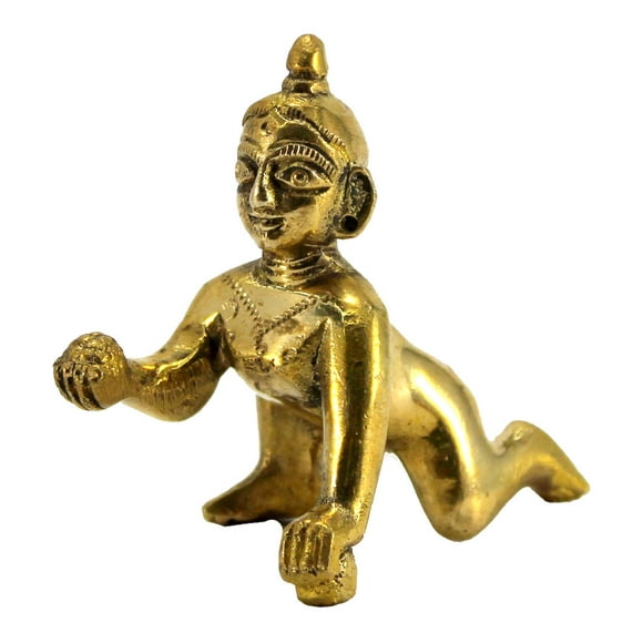 Brass Laddoo Gopal Baby Krishna Murti Idol Statue Sculpture -For Home,Ofiice,Poojaroom |Diwali Dcor and gifts(5.5 cm)