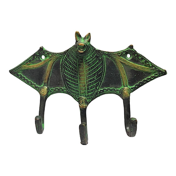 Brass Large Antique Bat 3 Hook Coat Hanger Key holder Gift Collectable Organizer