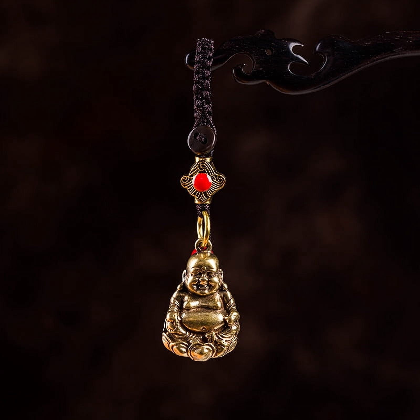Brass Laughing Buddha Keychain - Maitreya Car Key Holder, Bag Charm ...