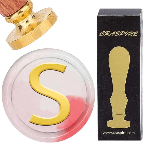 Brass Letter S Wax Seal Stamp Initial Alphabet 25mm Removable Stamper Vintage Brass Head Rosewood Handle Print Wedding Birthday Party Invitation Envelope Gift Packing