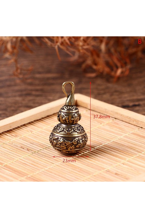 Brass Letters Blessing Lotus Gourd Charms Lucky Keychain Pendants Pill Box Container Bottle