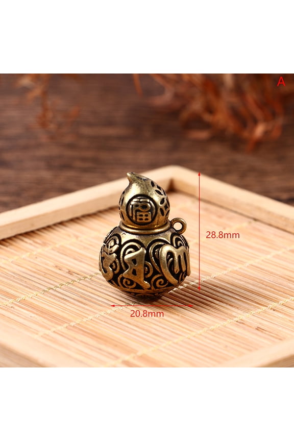 Brass Letters Blessing Lotus Gourd Charms Lucky Keychain Pendants Pill Box Container Bottle