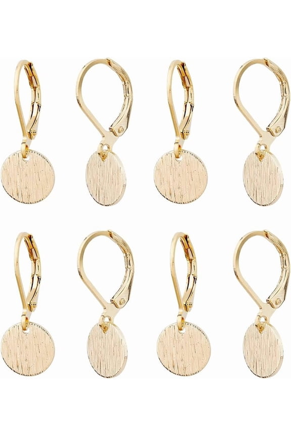 Brass LeverbacK Earrings Flat Round Golden 23mm 4pair/set diy