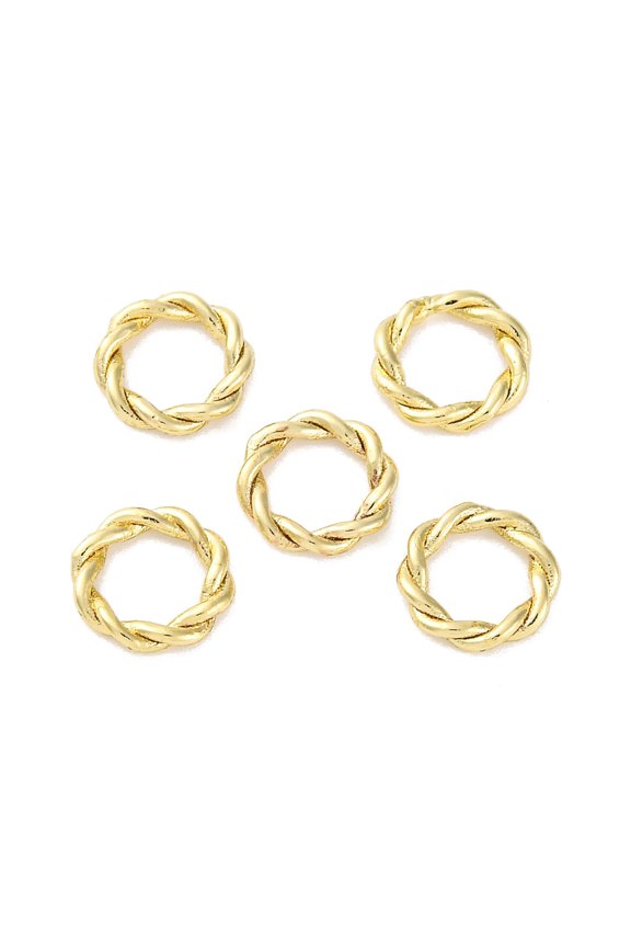 Brass Linking Rings Retro Twisted Ring Long-Lasted Plated Real 14K golden Plated 8x1.5mm Inner Diameter: 5mm