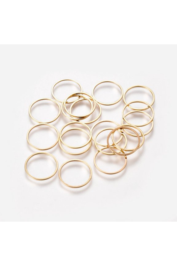 Brass Linking Rings Round Ring Long-Lasting Plated Real 18K Gold Plated 16x0.65mm Inner Diameter: 15mm