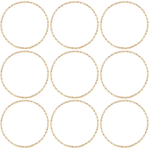 Brass Linking Rings Soldered Nickel Free Textured Ring Shape Real 18K Gold Plated 30mm 40pcs/set