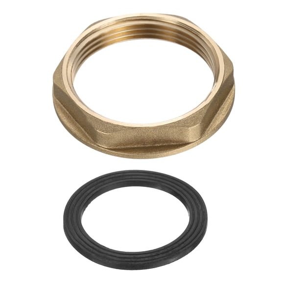 Brass Lock Nuts Pipe Fitting, G1-1/2" Female Hex Locknut with Washer