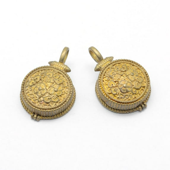 Brass Locket Pendants Lead Free & Cadmium Free & Nickel Free Flat Round Raw(Unplated) 36.5x24x8.5mm Hole: 4x6mm Inner: 20.5mm