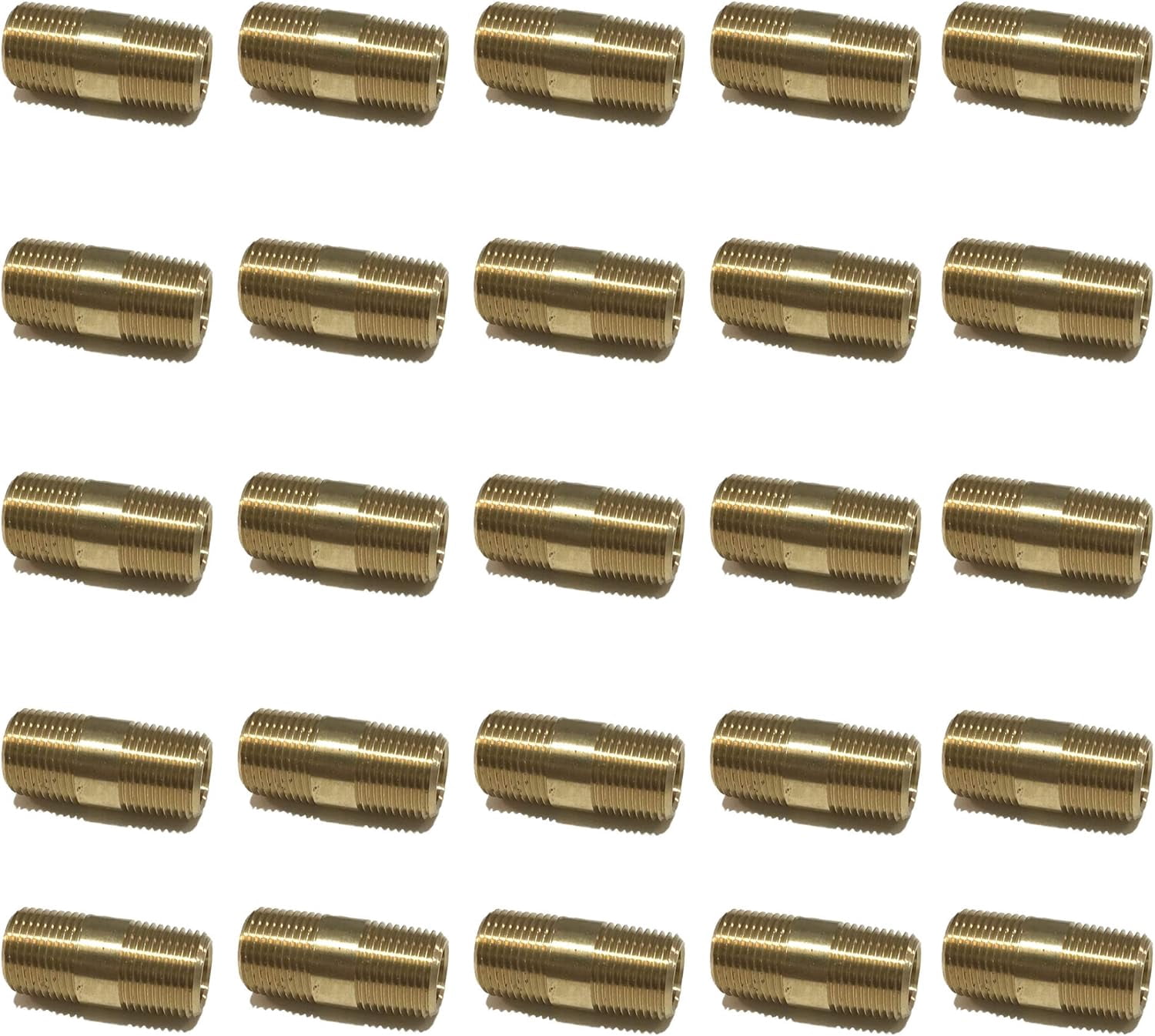 Brass Long Nipple 1/2" X 1/2" NPT, 3" Length – 5-Pack For Fuel, Air, Water, Oil & Gas Lines (Not For Potable Water)