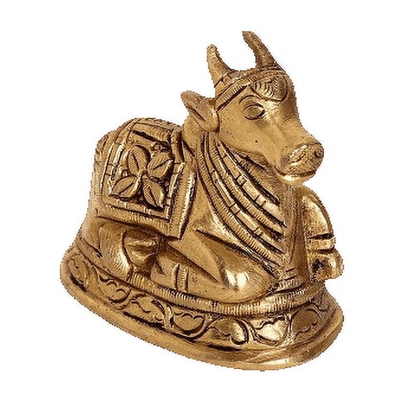 Brass Lord Nandi Idol, Hindu Religious Idol , 3 Inch, 300 Grams, Home Decor and Pooja