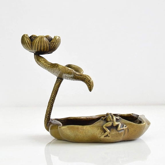 Brass Lotus Leaf Backflow Censer Ornament Classic Copper Home Decoration Incense Holder Chinese Tea Desk Mini Decor