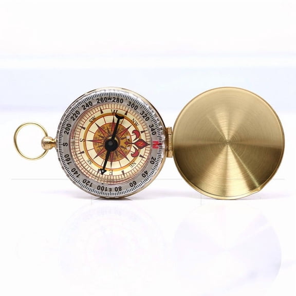 Brass Luminous Compass with Acrylic Glass Golden 70~120x50x12~15mm
