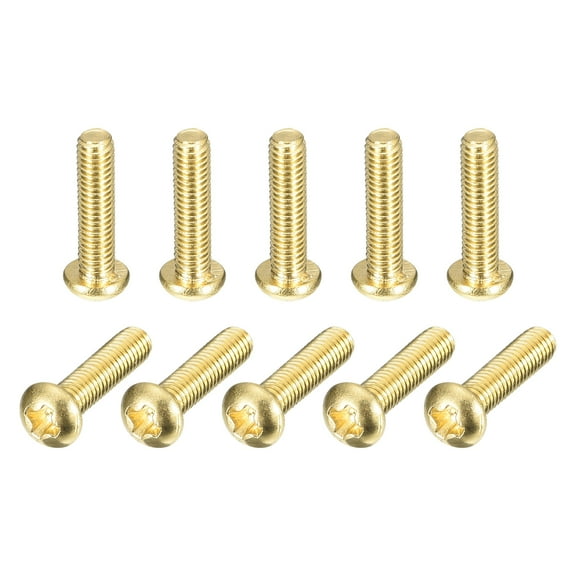 Brass Machine Screws, M3x12mm Phillips Pan Head Fastener Bolts for Furniture, Office Equipment, Electronics 12Pack