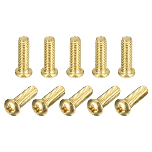 Brass Machine Screws, M5x16mm Phillips Pan Head Fastener Bolts for Furniture, Office Equipment, Electronics 20Pack