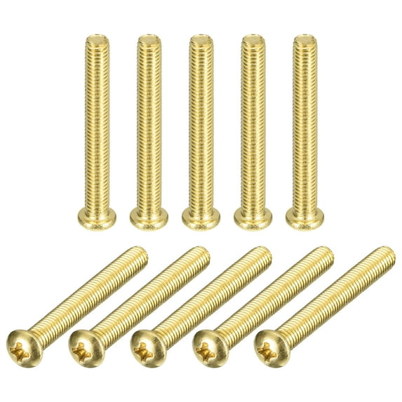 Brass Machine Screws, M5x40mm Phillips Pan Head Fastener Bolts for Furniture, Office Equipment, Electronics 20Pack