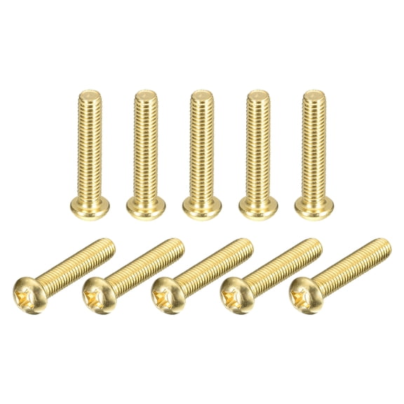 Brass Machine Screws, M6x30mm Phillips Pan Head Fastener Bolts for Furniture, Office Equipment, Electronics 20Pack