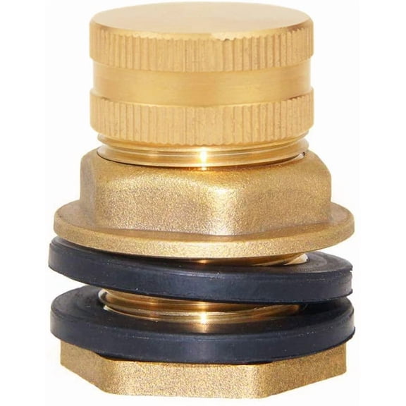 Brass Male Garden Hose Bulkhead Fitting with Plugs,1/2" Female 3/4" GHT Male Water Tank Connector Threaded and 3/4" GHT Female Outer Hex Head End Pipe Caps Drain/Flush Port Kit