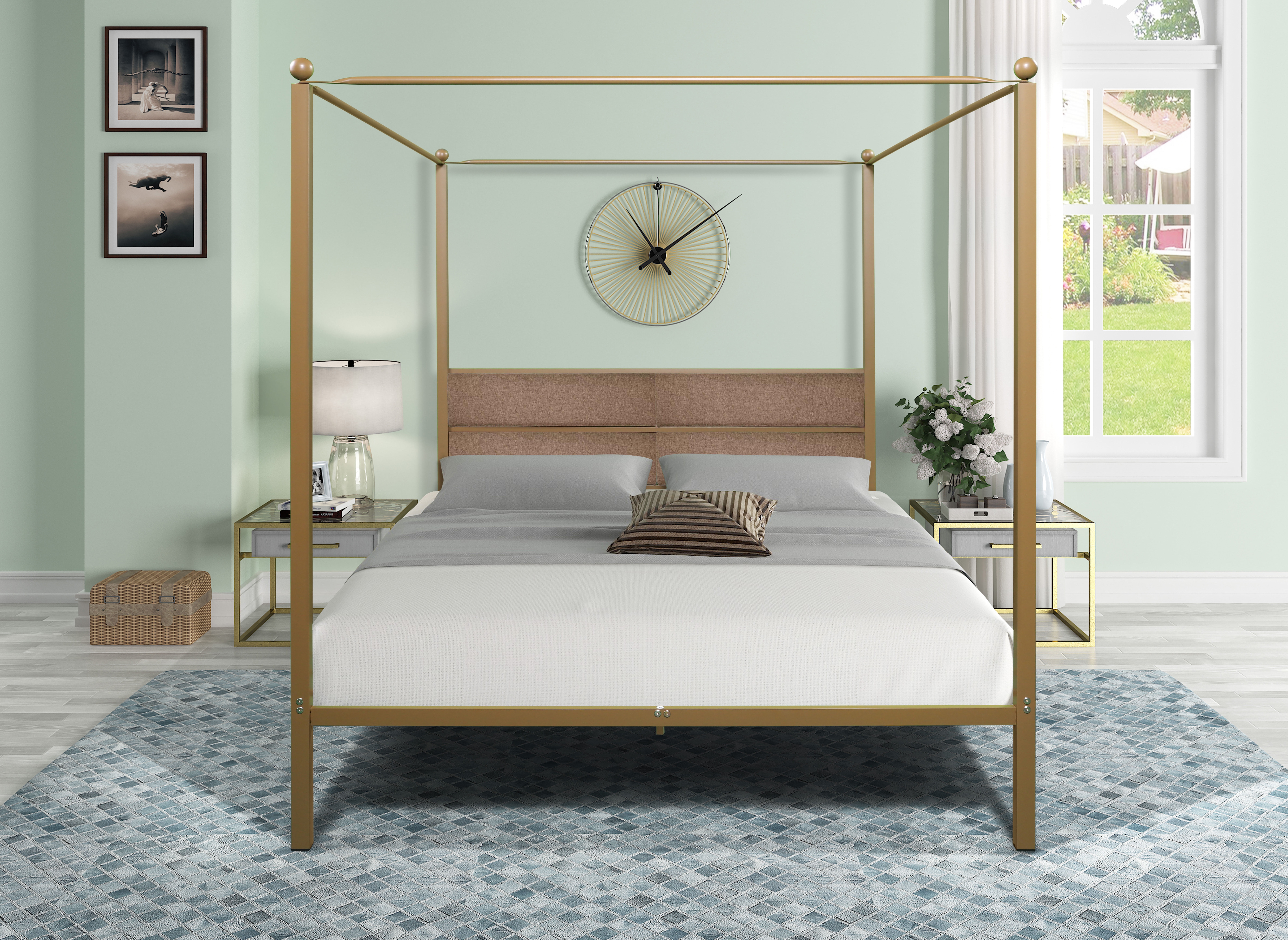 Brass platform bed on sale frame