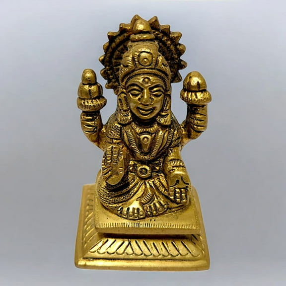 Brass Metal Goddess Maa Lakshmi Ji Temple Pooja Decoration Hindu Religious Idol Figurine 2.75 Inch