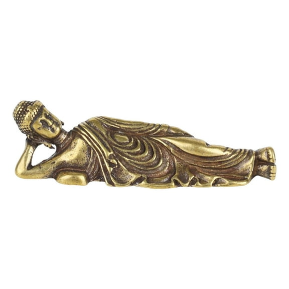 Brass Metal Reclining Buddha Statue Figurine Ornament Handcrafted Arts Showpiece Sleeping Resting Pose Sculpture Lying Buddha