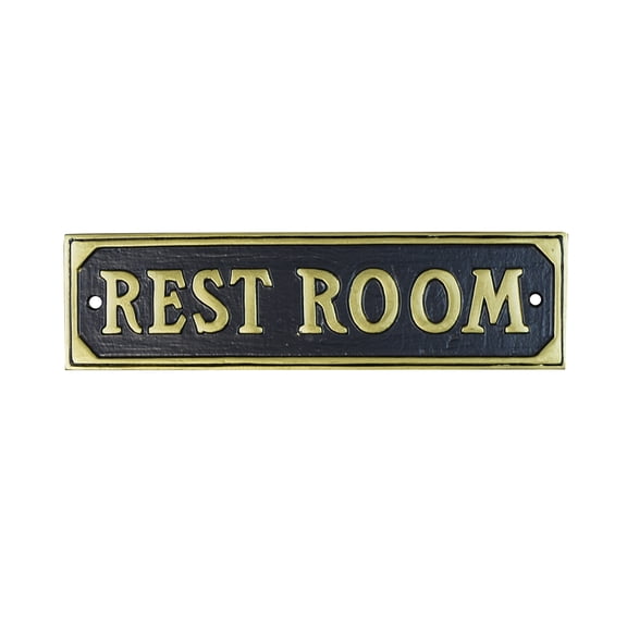 Brass Metal Rest Room Door Sign Business Office Bar Tavern Pub Restroom Wall Plaque Bathroom Decor