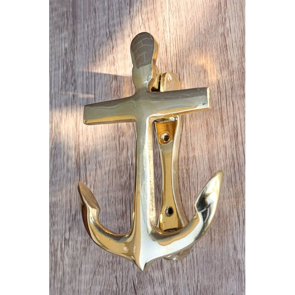 Brass Metal Vintage Marine Nautical Sailor Ship Anchor Door Knocker Sculpture