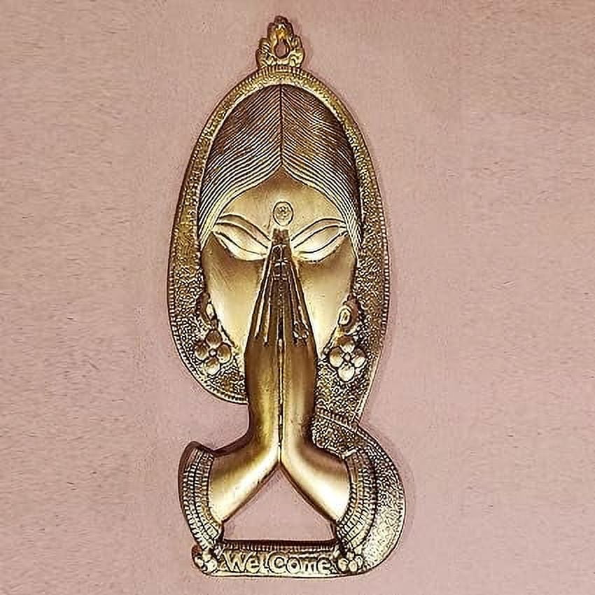 Brass Metal Namaste Lady Metal Hanging Religious Metal Wall