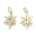 thumbnail image 1 of Brass Micro Pave Clear Cubic Zirconia Charms with Jump Rings Long-Lasting Plated Star Real 18K golden Plated 16.5x10.5x2.5mm Jump Ring: 5x0.8mm Hole: 3.1mm, 1 of 2