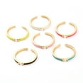 thumbnail image 1 of Brass Micro Pave Clear Cubic Zirconia Cuff Rings Open Solitaire Rings with Enamel Horse Eye Mixed color Size 6 Inner Diameter: 17mm, 1 of 4