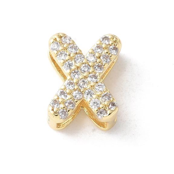 Brass Micro Pave Clear Cubic Zirconia Initial Multi-strand Links Real 18K golden Plated Lead Free & Cadmium Free Long-Lasting Plated Rack Plating Letter X