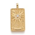 thumbnail image 1 of Brass Micro Pave Clear Cubic Zirconia Pendants Real 18K Gold Plated Tarot Card Charms The Sun Real 18K Gold Plated 30x15x4mm Hole: 3~4mm, 1 of 2