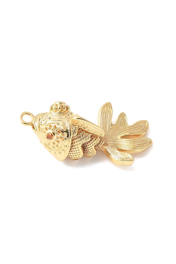 Brass Micro Pave Clear Cubic Zirconia Pendants Sardine Fish Charms Rack Plating Lasting Plated Nickel Free Fish 28x15x11mm Hole: 1.8mm