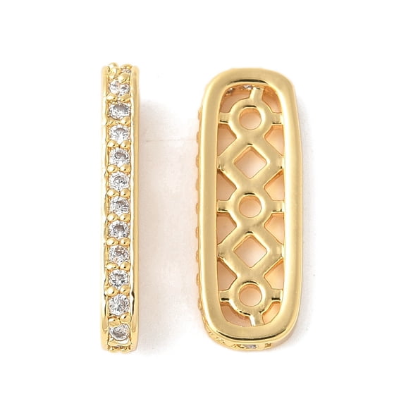 Brass Micro Pave Clear Cubic Zirconia Spacer Bars Rectangle Shape Rack Plating Long-Lasting Plated Nickel Free Real 18K Gold Plated DIY