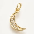 thumbnail image 1 of Brass Micro Pave Cubic Zirconia Charms Moon Clear Golden 14x7.5x1.5mm Hole: 3mm, 1 of 2