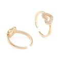 thumbnail image 1 of Brass Micro Pave Cubic Zirconia Cuff Rings Open Heart Rings Long-Lasting Plated Real 18K golden Plated Clear Size 6~Size 7 Inner Diameter: 17~17.5mm, 1 of 3