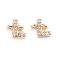 thumbnail image 1 of Brass Micro Pave Cubic Zirconia Links Connectors Long-Lasting Plated Letter Clear Real 18K Gold Plated Letter.L 7x7x2.8mm Hole: 1.2mm, 1 of 3