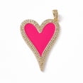 thumbnail image 1 of Brass Micro Pave Cubic Zirconia Pendants Cadmium Free & Lead Free Enamel style Heart Charms Golden Deep Pink 44.5x28.5x2.5mm Hole: 5x2.5mm, 1 of 3