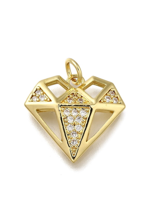 Brass Micro Pave Cubic Zirconia Pendants Diamond Charms Long-Lasting Plated Rack Plating Lead Free Cadmium Free with Jump Ring