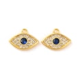 thumbnail image 1 of Brass Micro Pave Cubic Zirconia Pendants Eye Blue Real 18K Gold Plated 8.1x10.9x1.5mm Hole: 1mm diy, 1 of 3