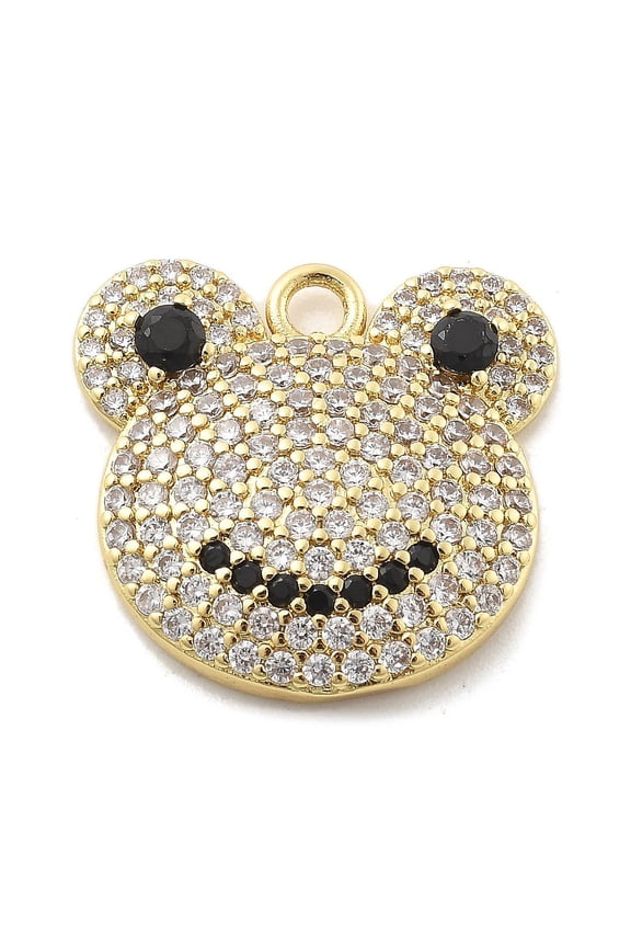 Brass Micro Pave Cubic Zirconia Pendants Frog Lead Free & Cadmium Free Long-Lasting Plated Real 18K golden Plated 20.5x21x4mm Hole: 2mm