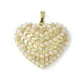 thumbnail image 1 of Brass Micro Pave Cubic Zirconia Pendants Heart Charms with Imitation Pearl Beads Rack Plating Long-Lasting Plated Real 18K Gold Plated 22x25x7mm Hole: 5x3mm, 1 of 3