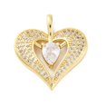 thumbnail image 1 of Brass Micro Pave Cubic Zirconia Pendants Real 18K Gold Plated Platinum Heart 26.5x24.5x5.5mm Hole: 3.5x5.5mm, 1 of 3