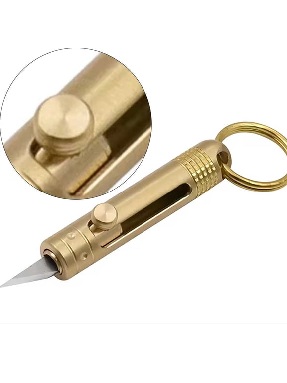Brass Mini Paper Knife - Portable Keychain Knife for Outdoor and Everyday Use - Elegant Art Knife with Brass Handle and Durable Steel Blade - Compact and Stylish Cutting Tool