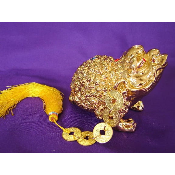 Brass Money Frog with 7 Stones