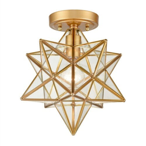 Brass Moravian Star Light Flush Mount Ceiling Light Mid Century Modern Decor