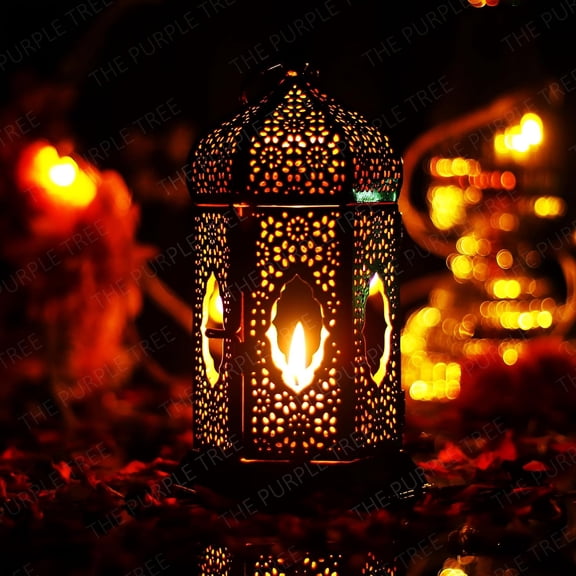 Brass Moroccan Lantern Lamp Tealight Candle Holder For Romantic Dinner Decor Black Matty Valentine Gift pack of 2